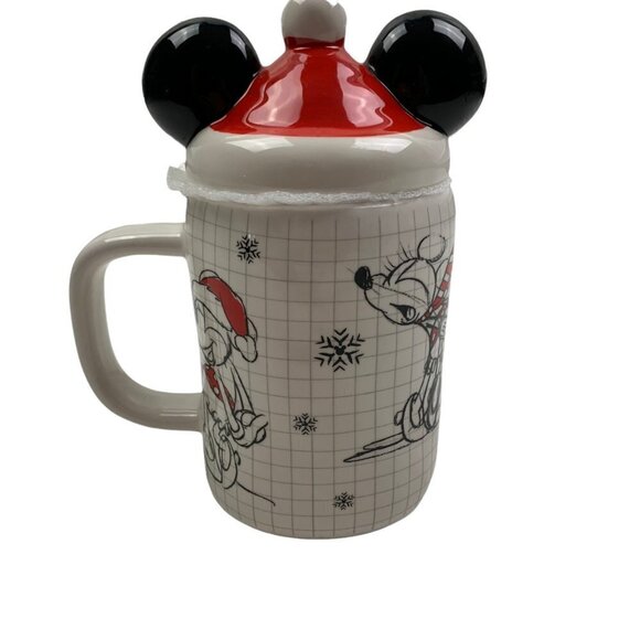 Disney Minnie Mouse Christmas/Holiday Sketchbook Mug with Santa Hat Topper - Picture 4 of 6
